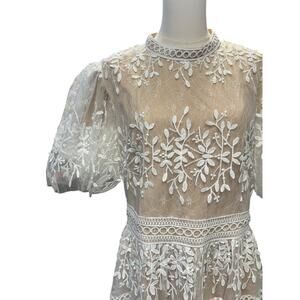 Ivy City Co Dresses Ivy City Co Sicily White Lace Midi Dress With